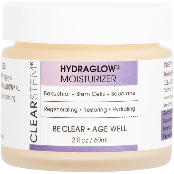CLEARstem - HYDRAGLOW STEM CELL MOISTURIZER - BAKUCHIOL + SQUALENE - YOUTHFUL SKIN FACE MOISTURIZER - ALL SKIN TYPES - FACIAL SKIN CARE PRODUCTS - VEGAN, GLUTEN FREE, CRUELTY FREE - 2 FL OZ / 60ML - Image 1